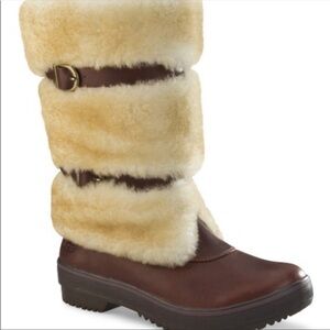 UGG VINTAGE SHEARLING WATERPROOF LEATHER LILYA TALL BUCKLE BOOTS SIZE 7 EUC